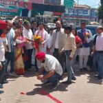 माहरा के एक वर्ष पूर्ण होने के पर कांग्रेस भवन में आतिशबाजी